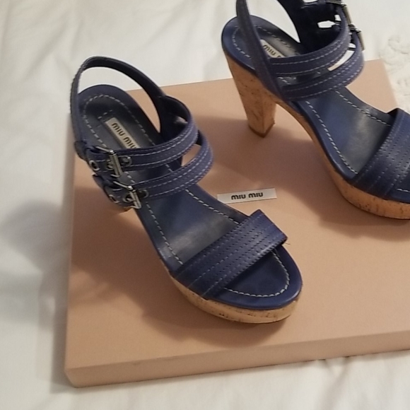 Miu miu Nappa Washed denim Sandals - Picture 2 of 9